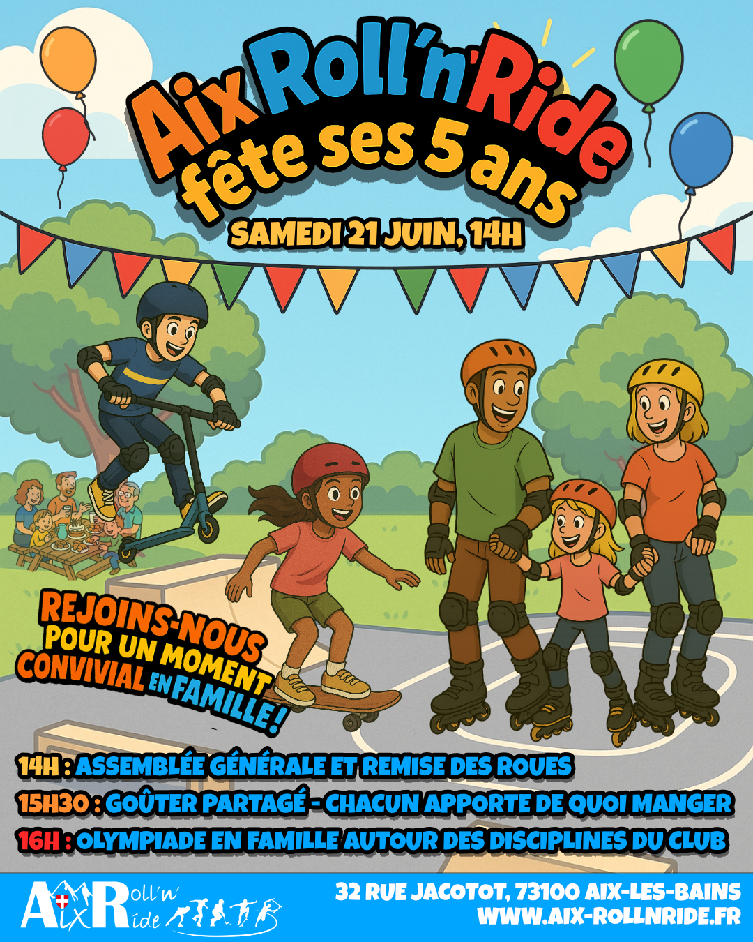 5 ans d’Aix Roll’n’Ride – Journée festive et assemblée générale le samedi 21 juin !